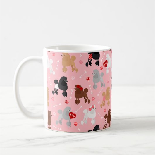 Poodle Valentine Muster Kaffeetasse (Links)