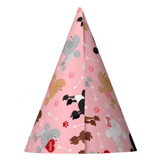 Poodle Valentine Muster Partyhütchen (Rückseite)