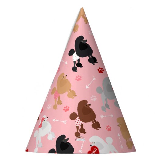 Poodle Valentine Muster Partyhütchen (Links)