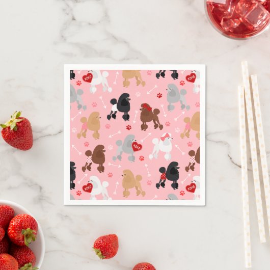 Poodle Valentine Muster Serviette (Beispiel)