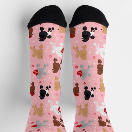 Poodle Valentine Muster Socken (Oben)