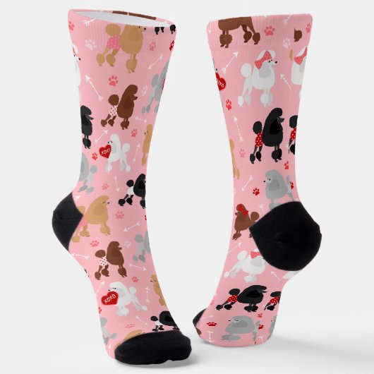 Poodle Valentine Muster Socken (Gewinkelt)