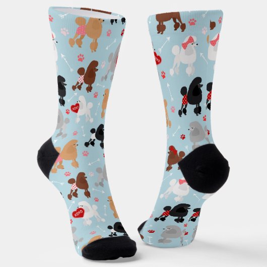 Poodle Valentine Muster Socken (Gewinkelt)