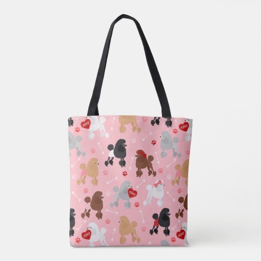 Poodle Valentine Muster Tasche (Rückseite)
