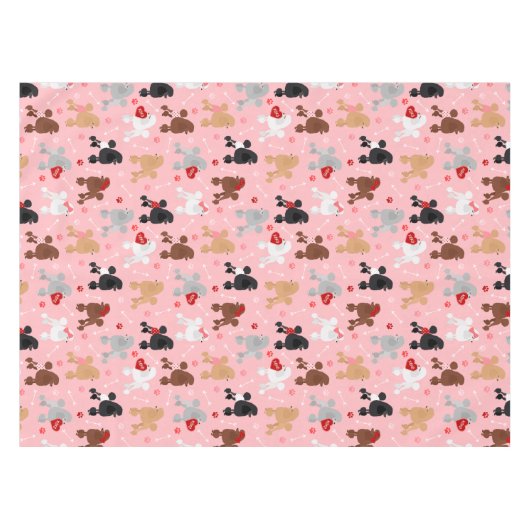 Poodle Valentine Muster Tischdecke (Vorderseite (Horizontal))