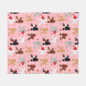 Poodle Valentine Pattern Fleecedecke (Vorderseite (Horizontal))