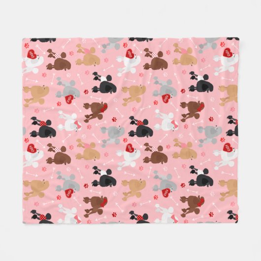 Poodle Valentine Pattern Fleecedecke (Vorderseite (Horizontal))