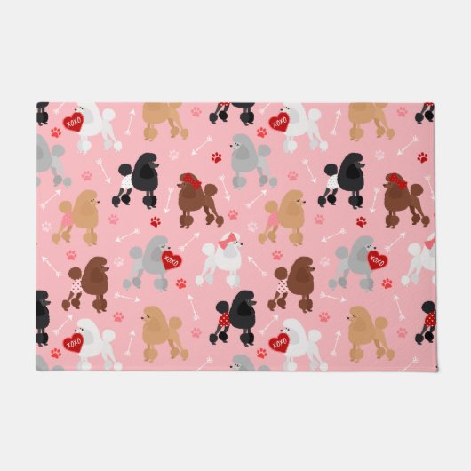 Poodle Valentine Pattern Fußmatte (Vorderseite)