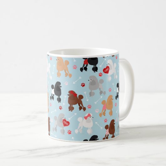 Poodle Valentine Pattern Kaffee Tasse (VorderseiteRechts)
