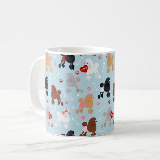 Poodle Valentine Pattern Kaffee Tasse (Vorderseite Links)