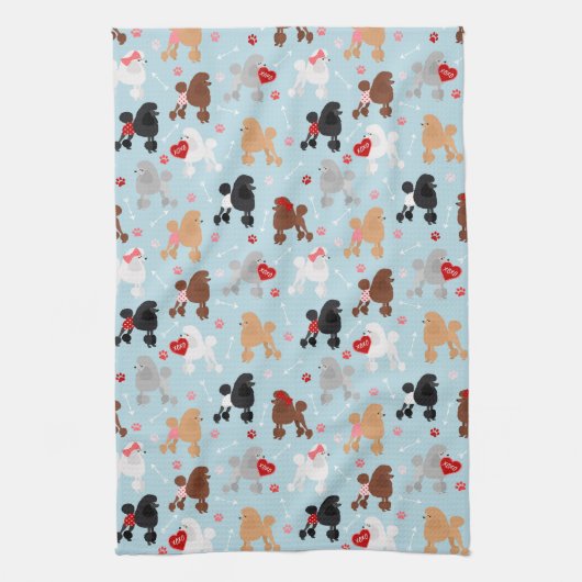Poodle Valentine Pattern Kitchen Towel Geschirrtuch (Vertikal)
