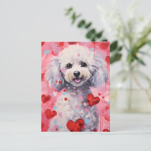Poodle Valentinstag Postkarte (Stehend Vorderseite)