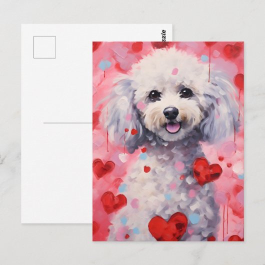 Poodle Valentinstag Postkarte (Vorne/Hinten)