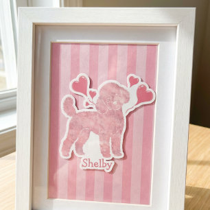Poodle Valentinsticker, Pastellrosa, benutzerdefin Aufkleber