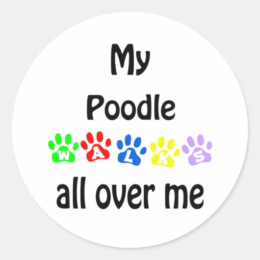 Poodle Walks Design Runder Aufkleber (Vorderseite)