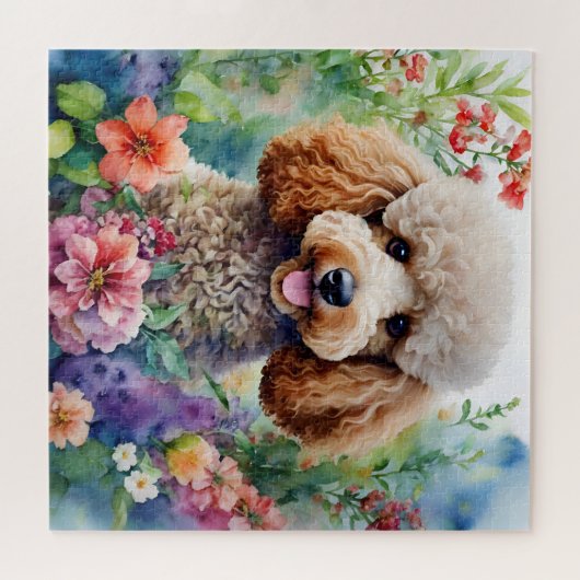 Poodle Watercolor Blume Art Puzzle (Horizontal)