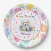 Poodle Watercolor Paper Plate Pappteller (Vorderseite)