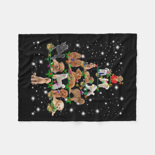 Poodle Weihnachtsbaum bedeckt durch Blitzlicht Fleecedecke (Vorderseite (Horizontal))