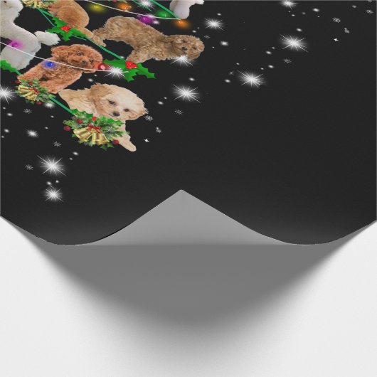 Poodle Weihnachtsbaum bedeckt durch Blitzlicht Geschenkpapier (Ecke)