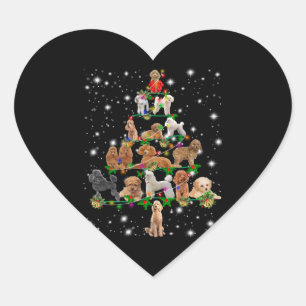 Poodle Weihnachtsbaum bedeckt durch Blitzlicht Herz-Aufkleber