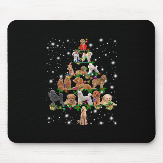 Poodle Weihnachtsbaum bedeckt durch Blitzlicht Mousepad (Vorne)
