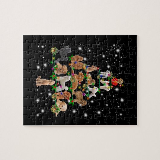 Poodle Weihnachtsbaum bedeckt durch Blitzlicht Puzzle (Horizontal)