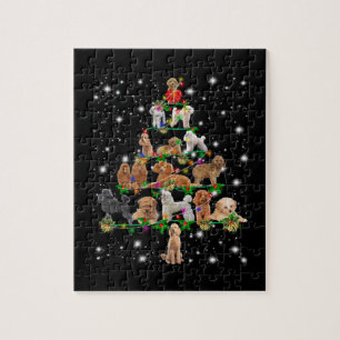 Poodle Weihnachtsbaum bedeckt durch Blitzlicht Puzzle