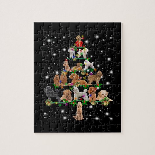 Poodle Weihnachtsbaum bedeckt durch Blitzlicht Puzzle (Vertikal)