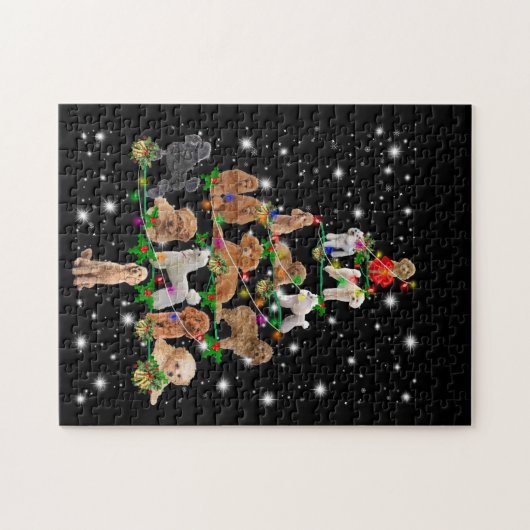 Poodle Weihnachtsbaum bedeckt durch Blitzlicht Puzzle (Horizontal)