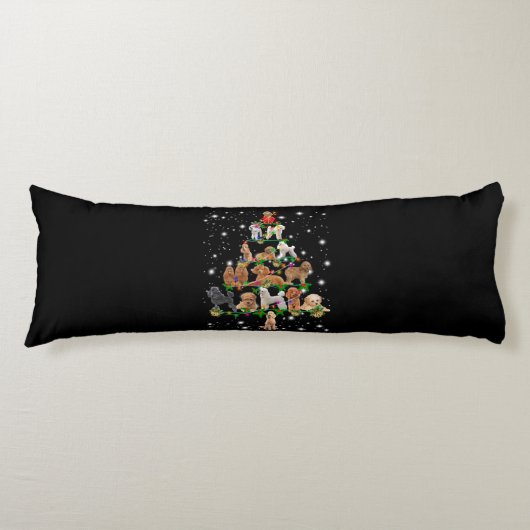 Poodle Weihnachtsbaum bedeckt durch Blitzlicht Seitenschläferkissen (Vorderseite)