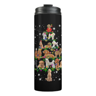 Poodle Weihnachtsbaum bedeckt durch Blitzlicht Thermosbecher
