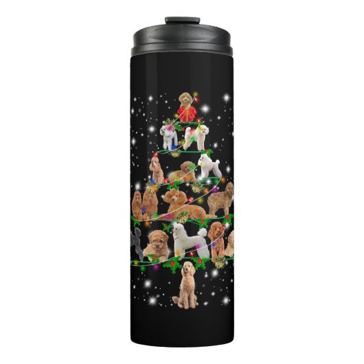 Poodle Weihnachtsbaum bedeckt durch Blitzlicht Thermosbecher (Vorderseite)