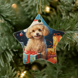 Poodle Weihnachtsdekoration, Geschenk für Hundefre Keramik Ornament