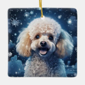 Poodle Weihnachtsdekoration, Geschenk für Hundefre Keramikornament (Vorderseite)