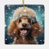 Poodle Weihnachtsdekoration, Geschenk für Hundefre Keramikornament (Vorderseite)
