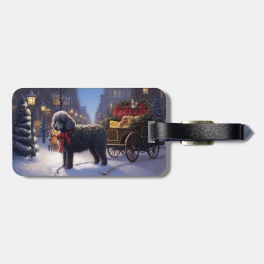 Poodle Weihnachtsfeiertag Gepäckanhänger (Rückseite horizontal)