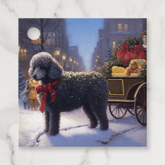 Poodle Weihnachtsfeiertag Geschenkanhänger (Vorderseite)