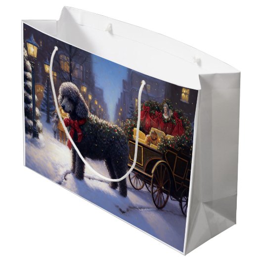 Poodle Weihnachtsfeiertag Große Geschenktüte (Rückseite Schrägansicht)