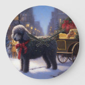 Poodle Weihnachtsfeiertag Große Wanduhr (Vorderseite)