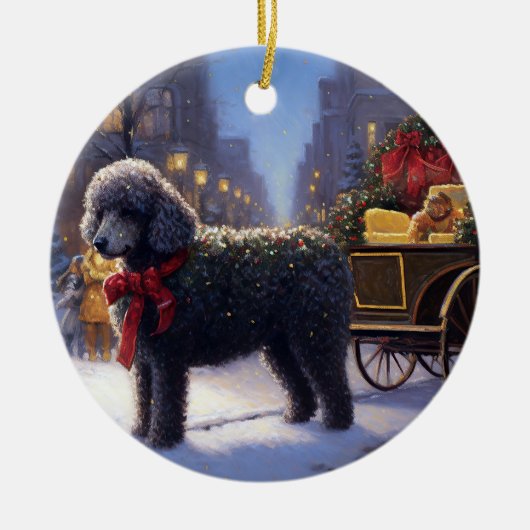 Poodle Weihnachtsfeiertag Keramik Ornament (Vorne)