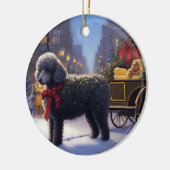 Poodle Weihnachtsfeiertag Keramik Ornament (Links)