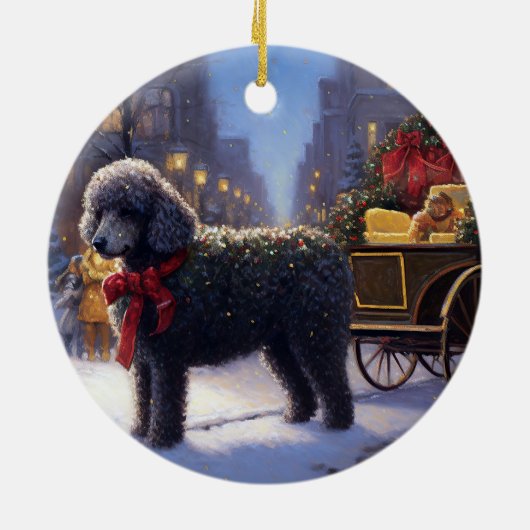 Poodle Weihnachtsfeiertag Keramik Ornament (Hinten)