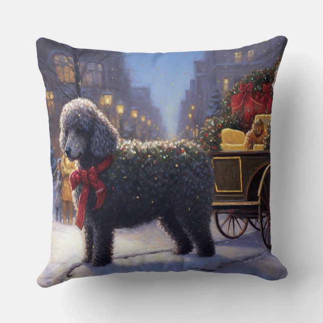 Poodle Weihnachtsfeiertag Kissen (Rückseite)