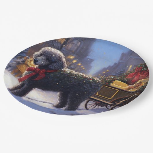 Poodle Weihnachtsfeiertag Pappteller (Schrägansicht)