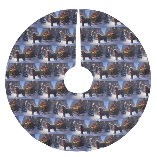 Poodle Weihnachtsfeiertag Polyester Weihnachtsbaumdecke (Vorderseite)