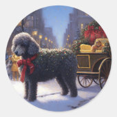 Poodle Weihnachtsfeiertag Runder Aufkleber (Vorderseite)