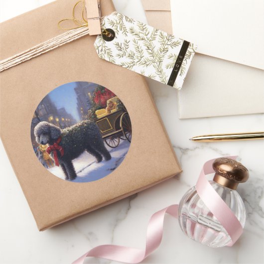 Poodle Weihnachtsfeiertag Runder Aufkleber (Schenken)