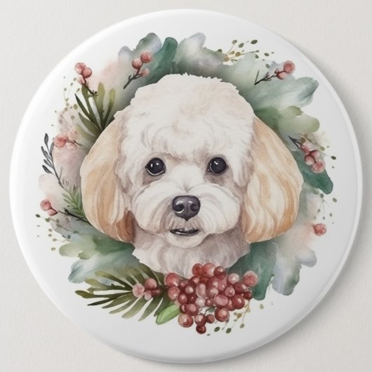Poodle Weihnachtsfest Button (Vorderseite)