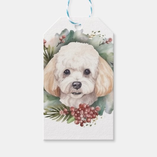 Poodle Weihnachtsfest Geschenkanhänger (Vorderseite)