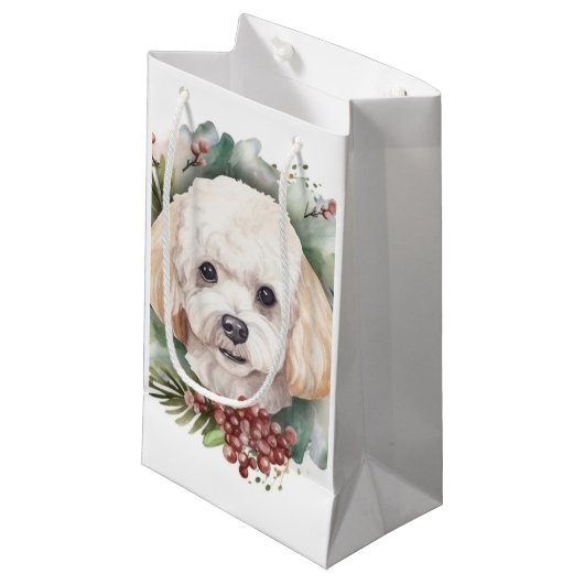 Poodle Weihnachtsfest Kleine Geschenktüte (Vorderseite Schrägansicht)